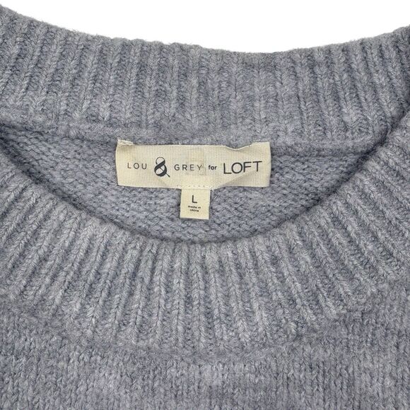 Lou & Grey LOFT Colorblock Soft Cozy Knit Bright Pink Gold Stripe Sweater L - Picture 4 of 12